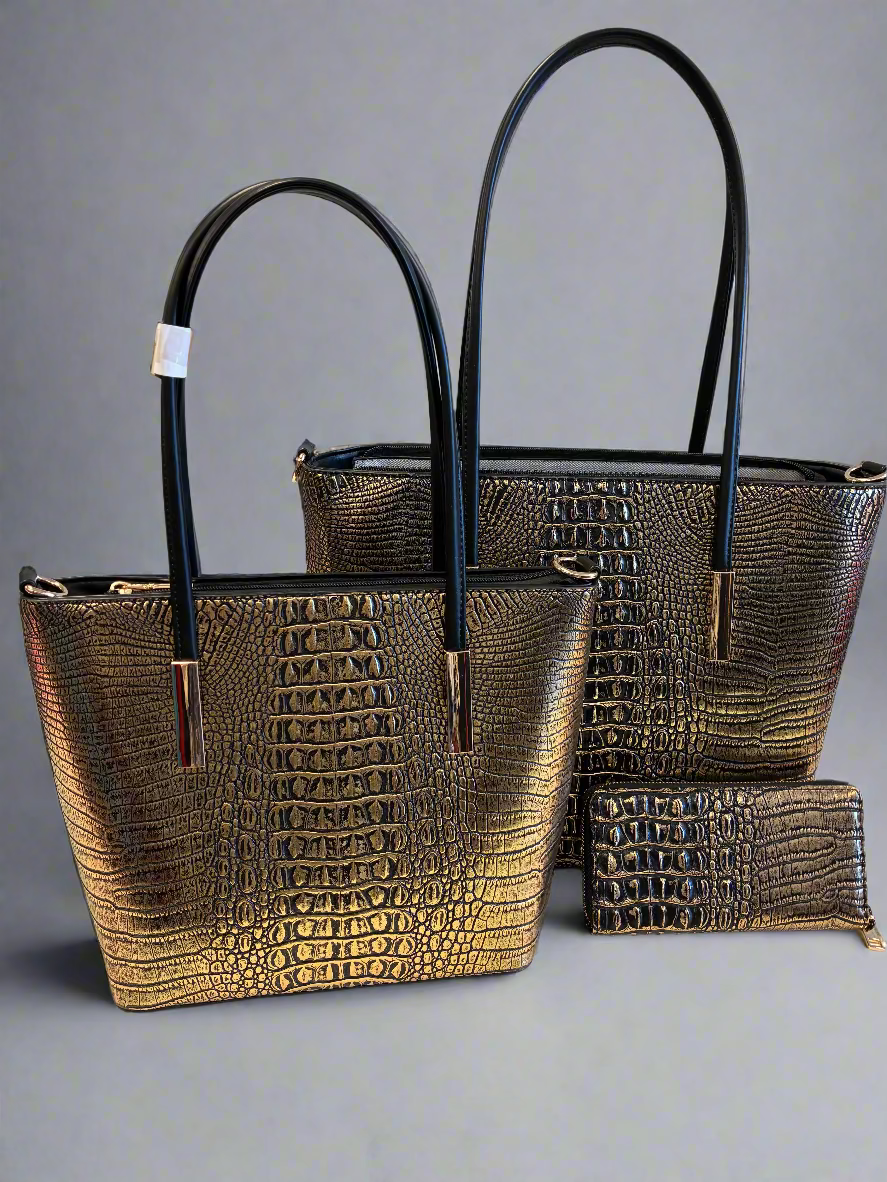 Golden Serpent 3-Piece Tote Set