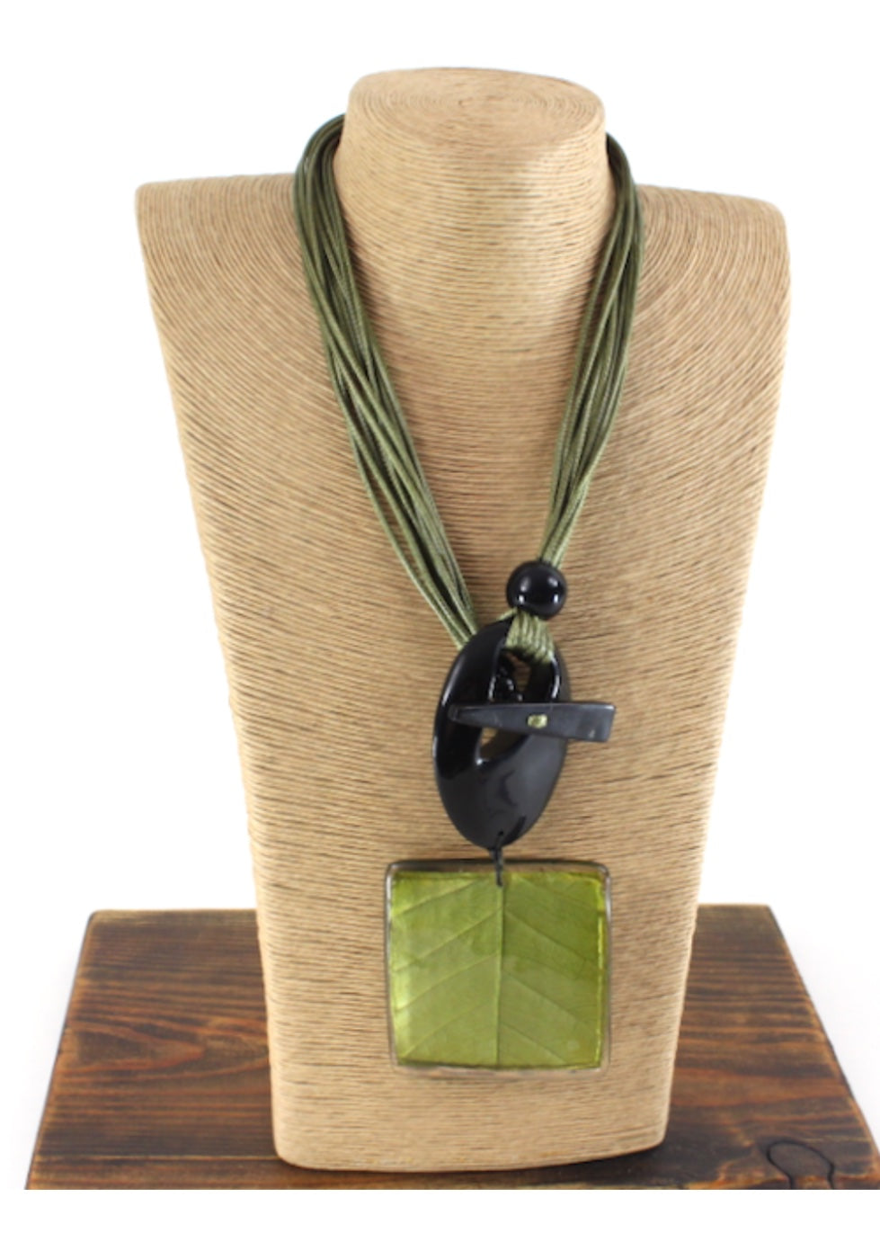 Olive Horizon Pendant Necklace