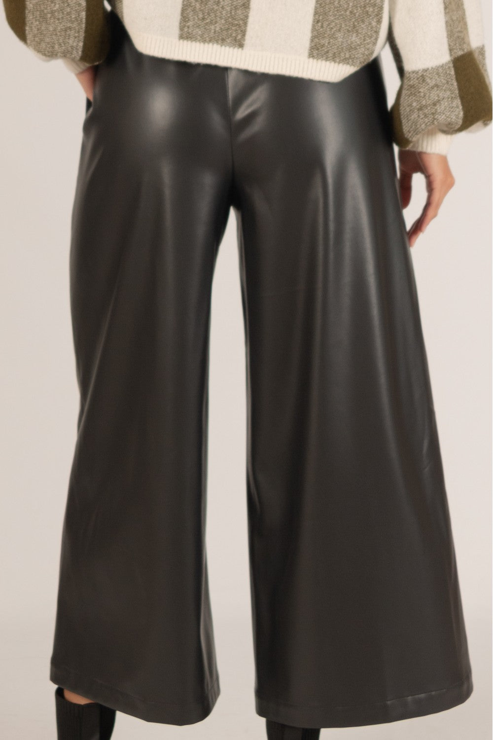 Faux Leather Black Culotte Pants