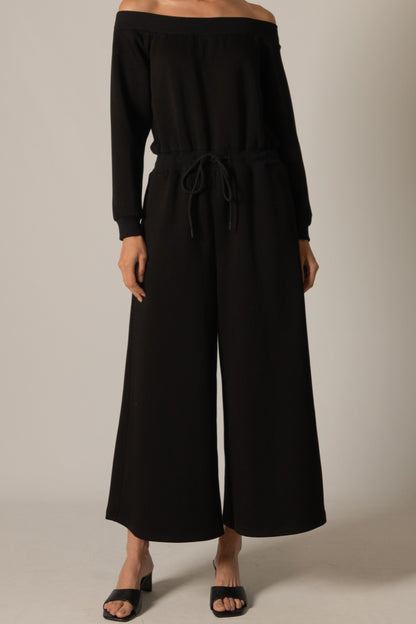 Ebony Sunday Stroll Off-Shoulder Jumpsuit