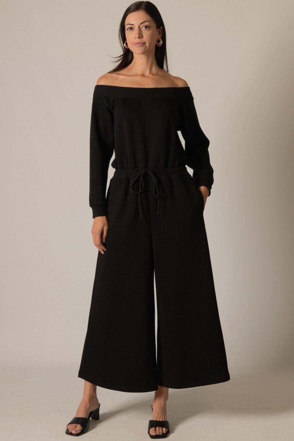Ebony Sunday Stroll Off-Shoulder Jumpsuit