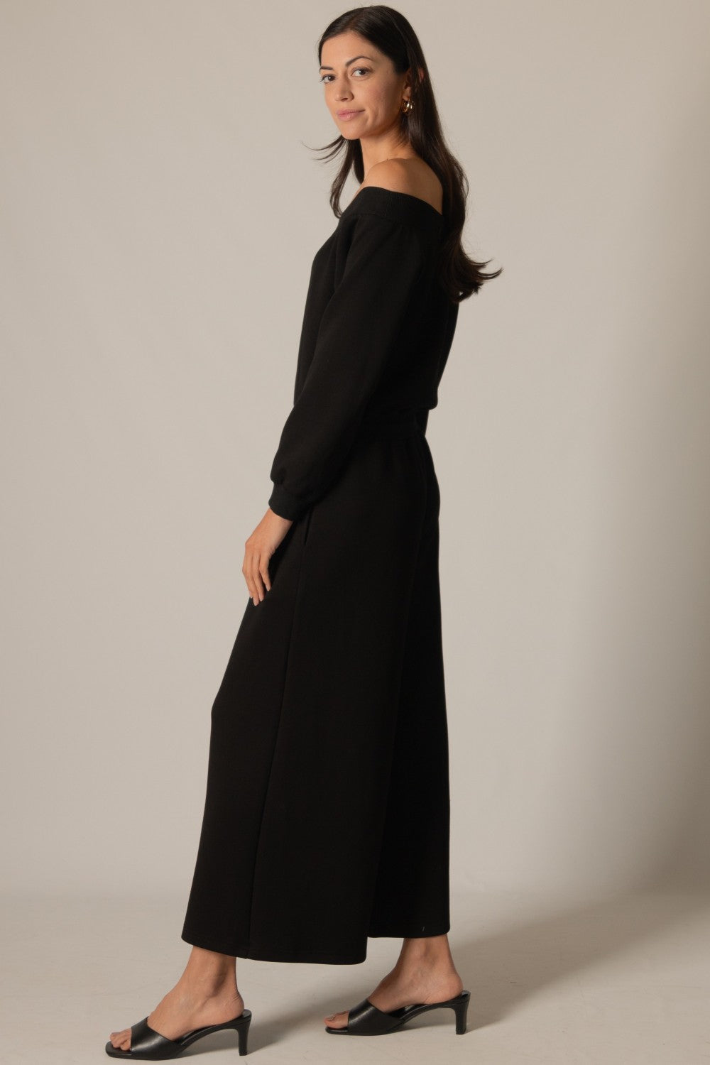 Ebony Sunday Stroll Off-Shoulder Jumpsuit