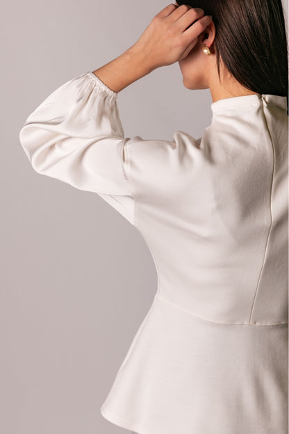 Simply Sophisticated Satin Sleeve Top — Ivory