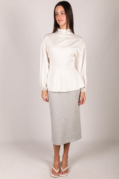 Simply Sophisticated Satin Sleeve Top — Ivory