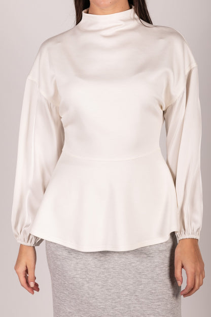 Simply Sophisticated Satin Sleeve Top — Ivory