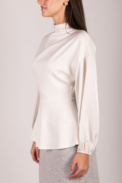 Simply Sophisticated Satin Sleeve Top — Ivory