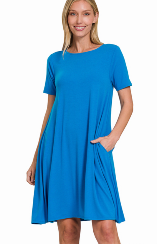 Ocean Blue Pocket Dress