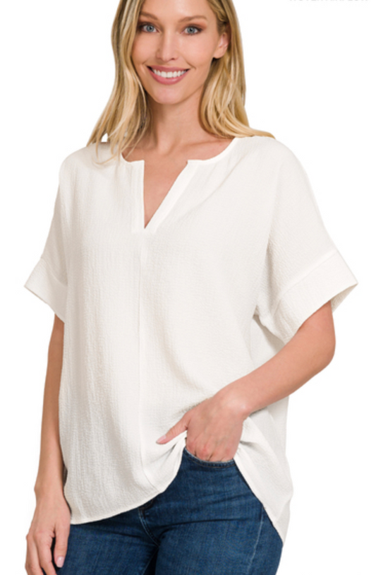 Bubbly Split Neck Top