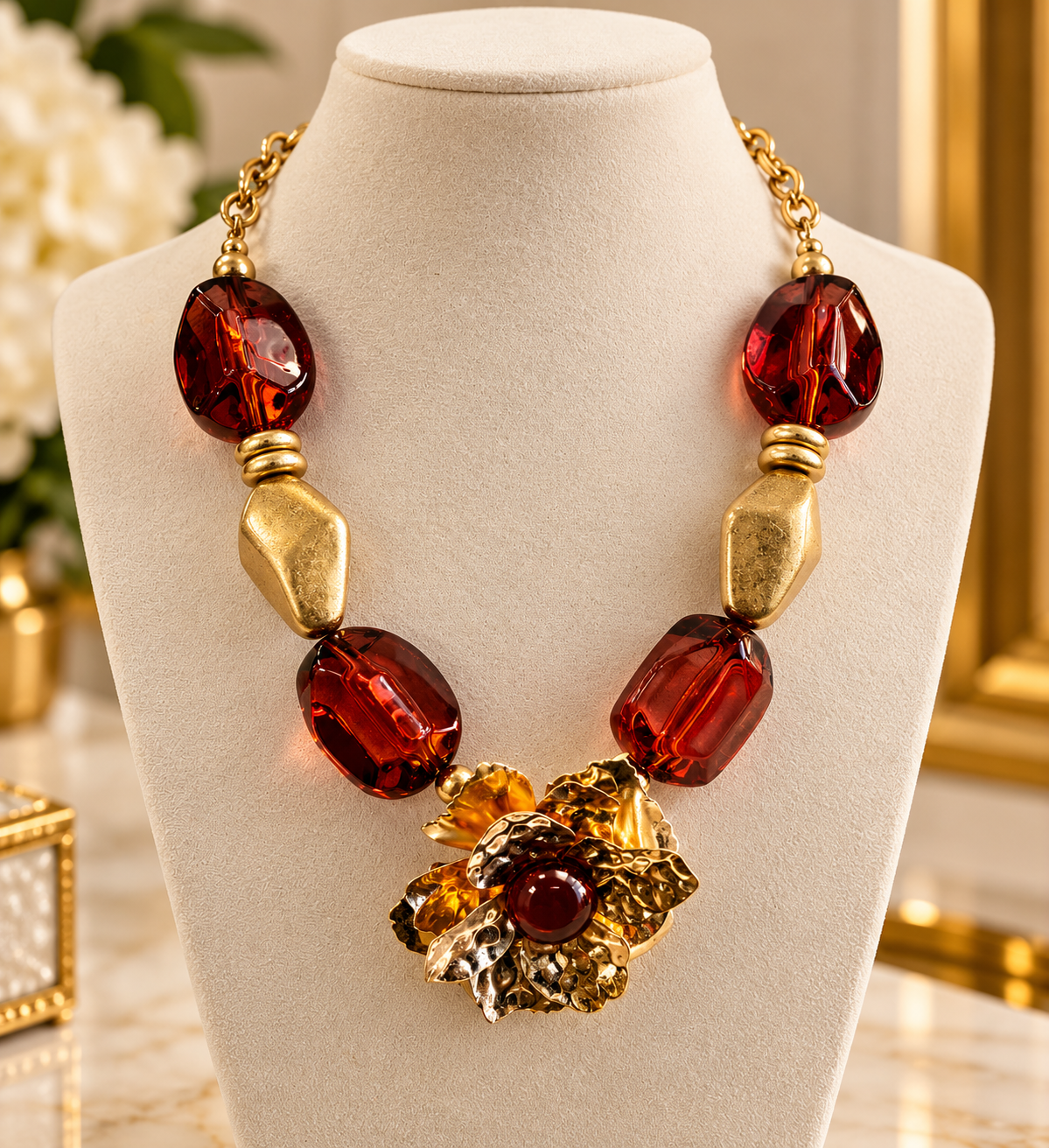 Amber Blossom Statement Necklace