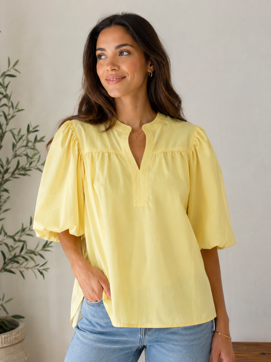 Butter Yellow Balloon Sleeve Top