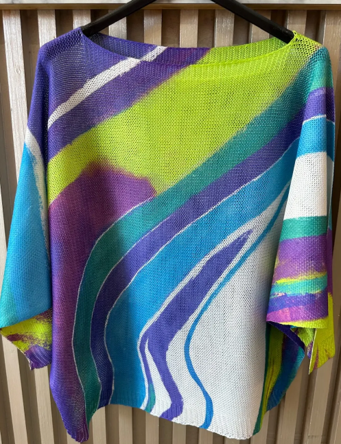 Blue Tie Dye Knit Printed Sweater