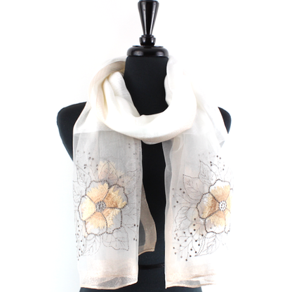 Cream Milan Petals Scarf
