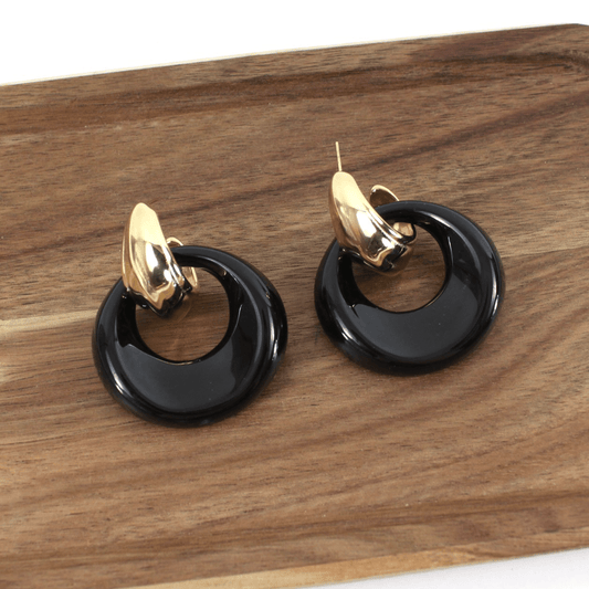 Black Double Loop Hoops