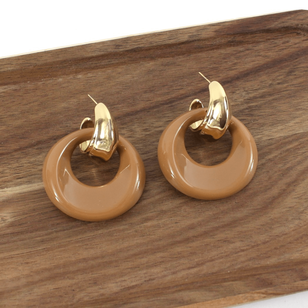 Brown Double Loop Hoops