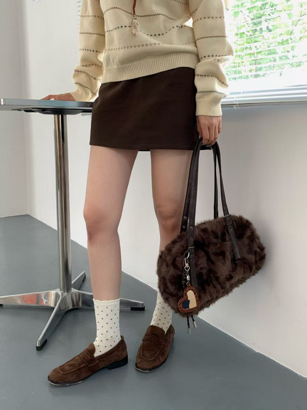 Chocolate Wild Luxe Faux Fur Shoulder Bag