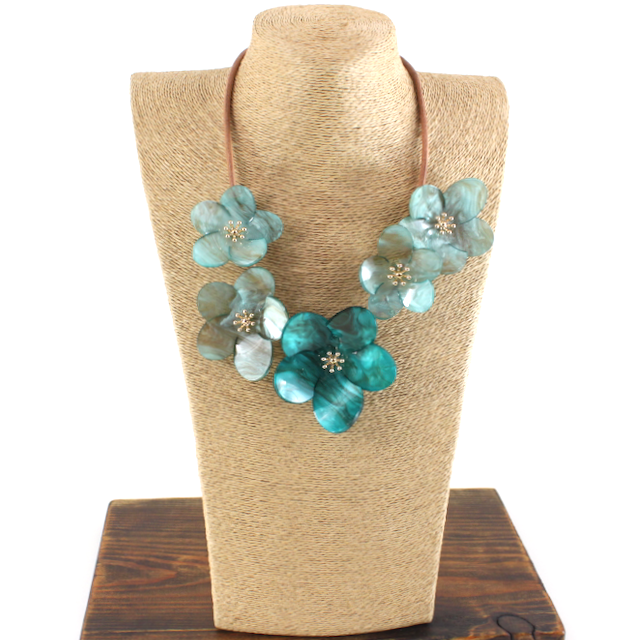 Teal Tiered Floral Drop Earrings