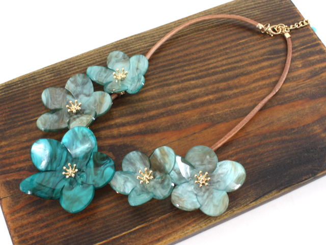 Teal Floral Drops Necklace