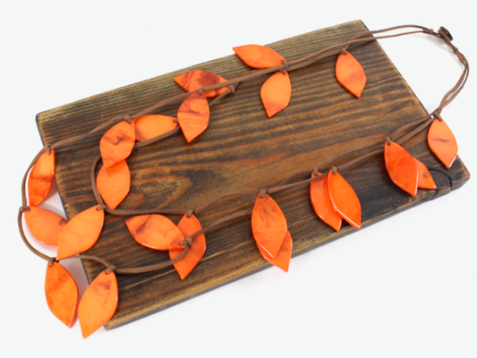 Orange Leaf Garland Necklace