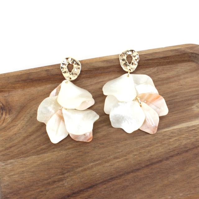 Ivory Shimmer Petals Earrings