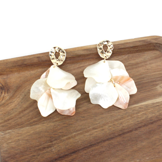 Ivory Shimmer Petals Earrings