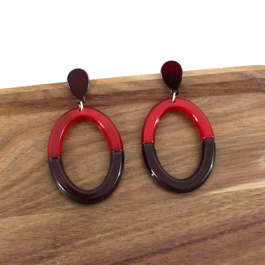 Red Marbled Earrings