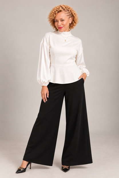 Simply Sophisticated Satin Sleeve Top — Ivory