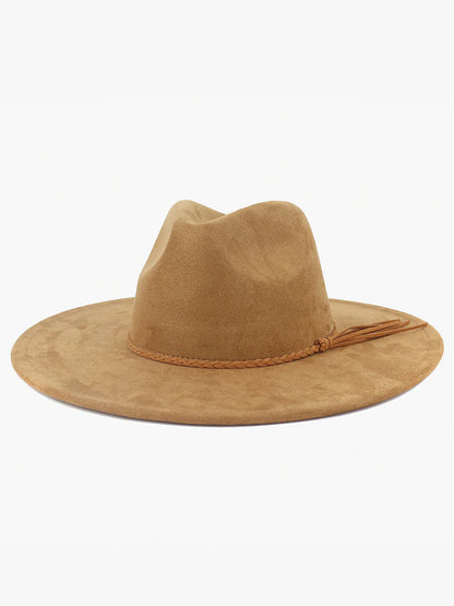 Tan Atlas Braided Fedora