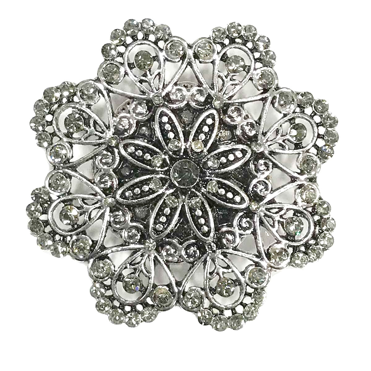 Silver Mandala Magnetic Brooch