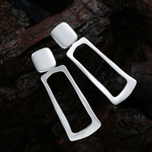 Silver Sculptural Drop Earrings