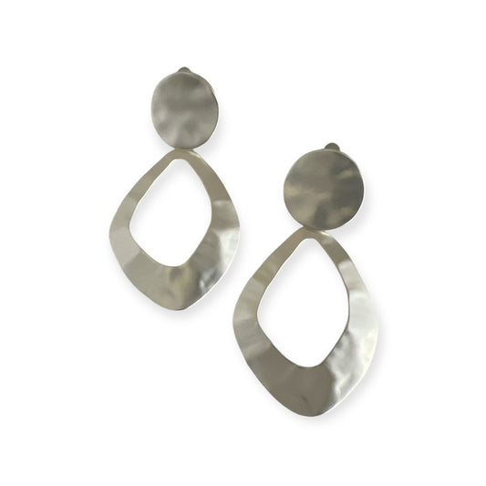 Diamond Hammered Silver Clip-Ons