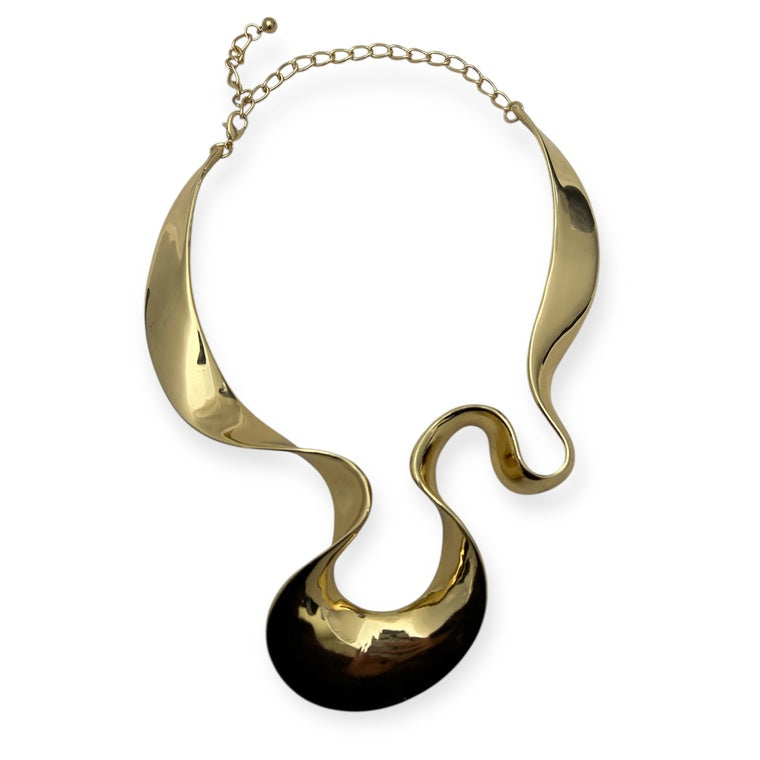 Golden Sculpt Statement Necklace