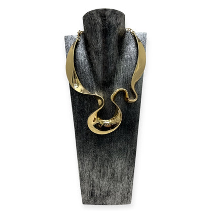 Golden Sculpt Statement Necklace