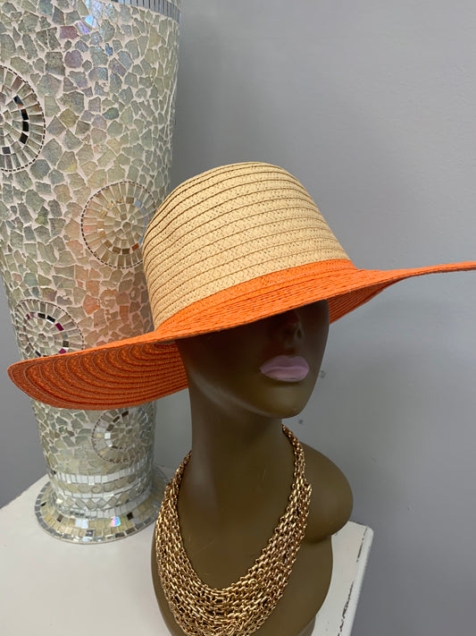 Orange Trim Straw Hat
