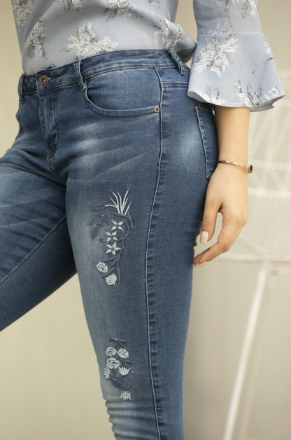 Floral Distressed Jeans