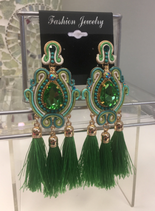 Gorgeous Green Fringe Earrings