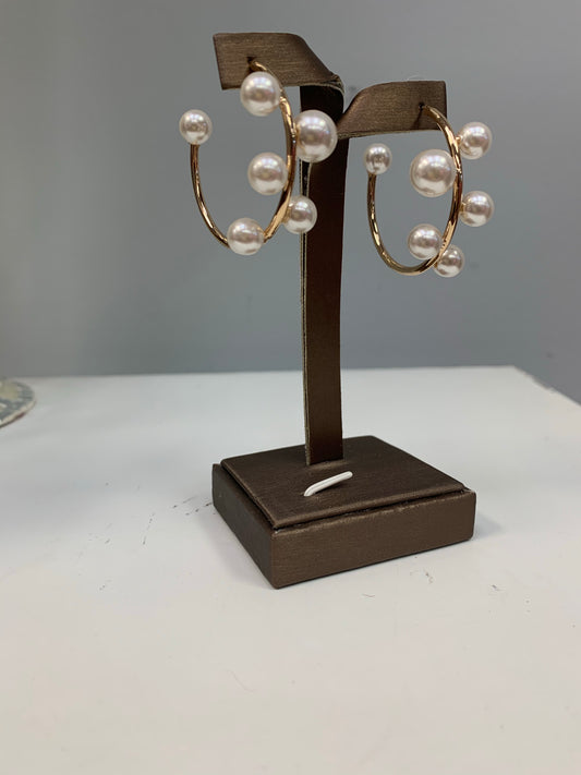 Gold Pearl Hoops