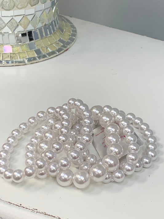 White Pearl Set of Bracelets
