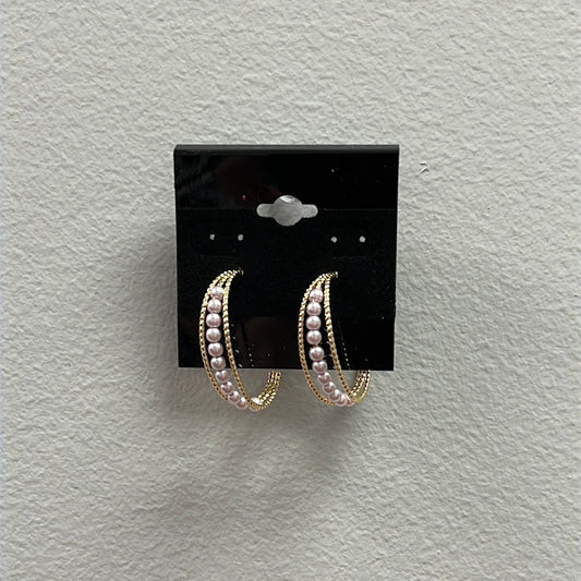 Golden Pearl Hoops