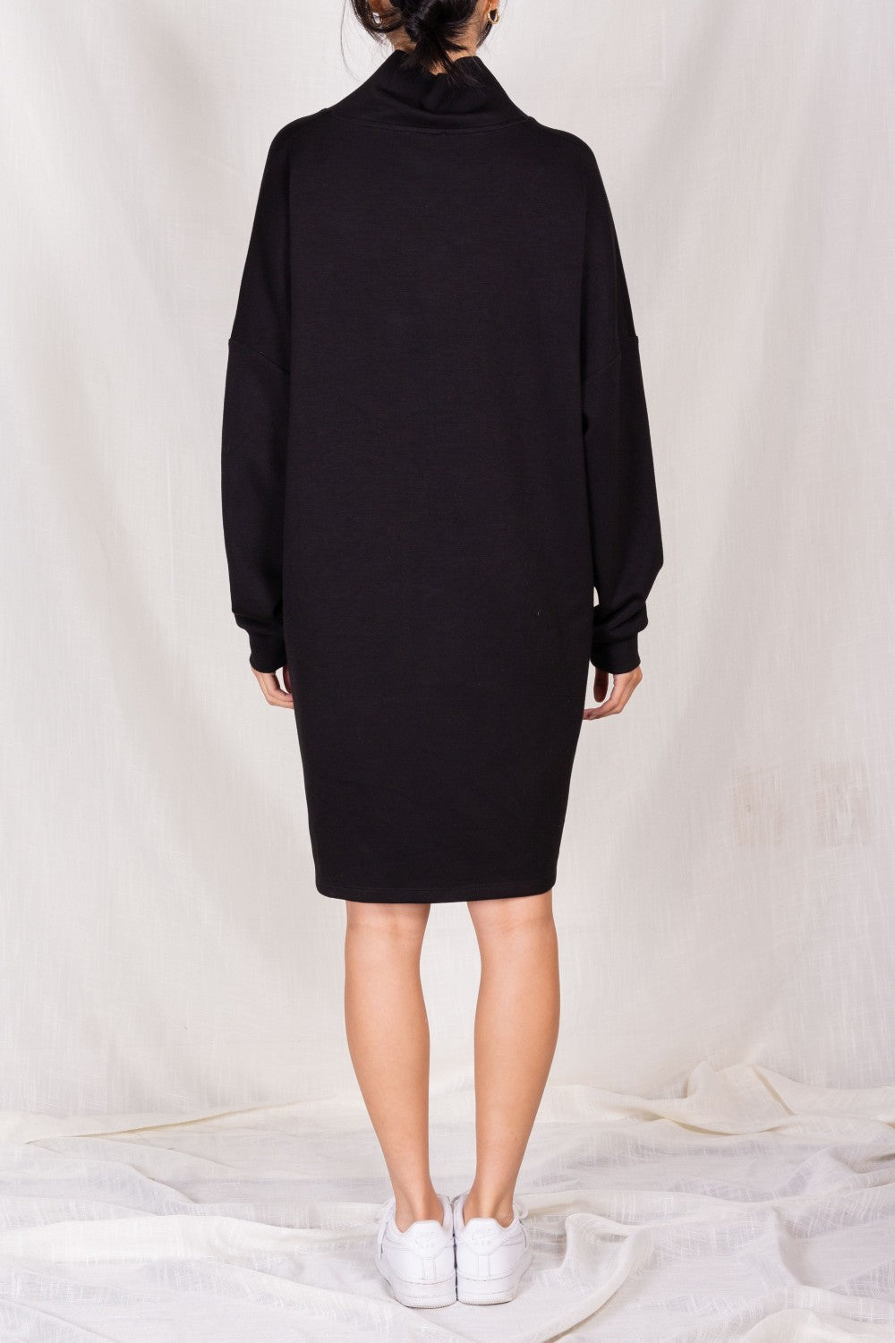 Comfy Cowl Neck Black Dress